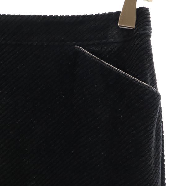 BURBERRY バーバリー 三陽商会 コーデュロイ ロングスカート 36 ブラック系 バックジップ レディース