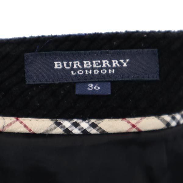 BURBERRY バーバリー 三陽商会 コーデュロイ ロングスカート 36 ブラック系 バックジップ レディース
