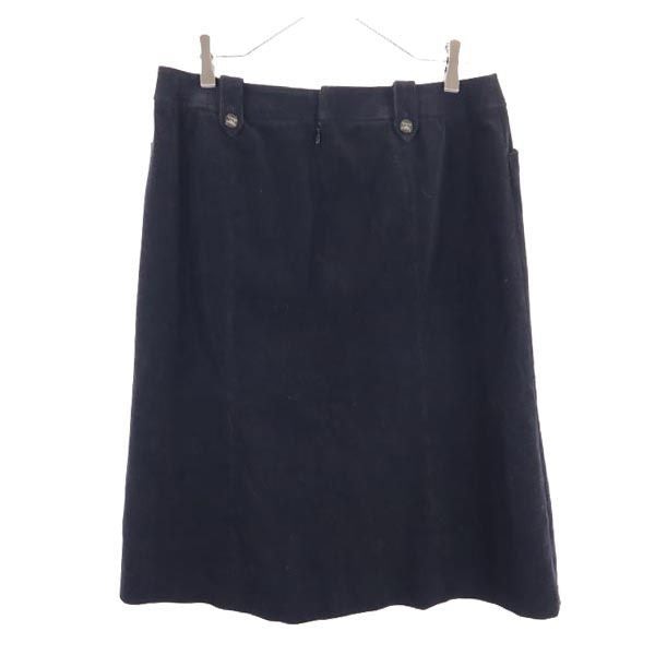 バーバリー 三陽商会 ロング丈 コーデュロイ スカート 15 ブラック系 BURBERRY バックジップ レディース