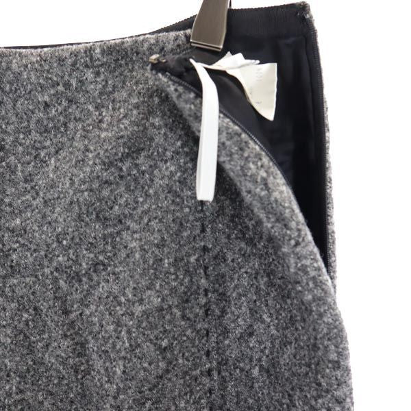 LANVIN ランバン ウール100% ミディ丈 タイトスカート 36 グレー系 サイドジップ レディース