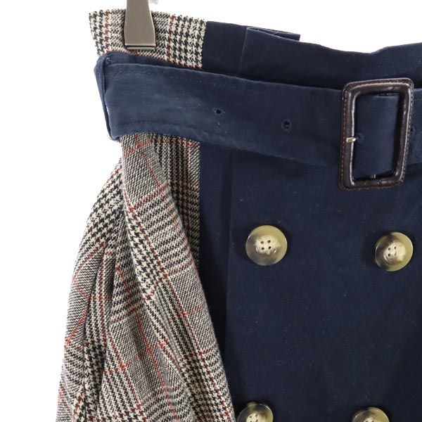 AMERI UNDRESSED アメリ チェック柄 ロングスカート グレー×ネイビー レディース