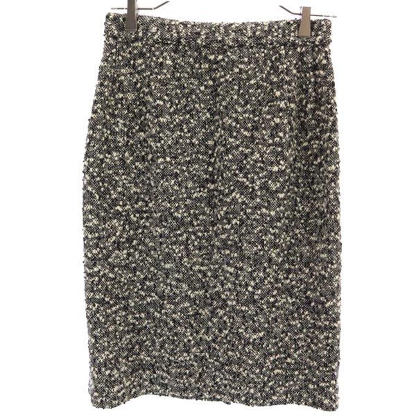 Salvatore Ferragamo サルヴァトーレフェラガモ イタリア製 ミディ丈 ウールブレンド スカート 42 ブラック系 レディース