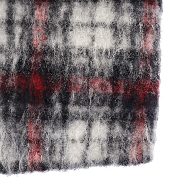 FilodiSeta フィロディセタ 日本製 ウールブレンド チェック柄 ミディ丈 シャギーニット スカート 38 ブラック系 レディース