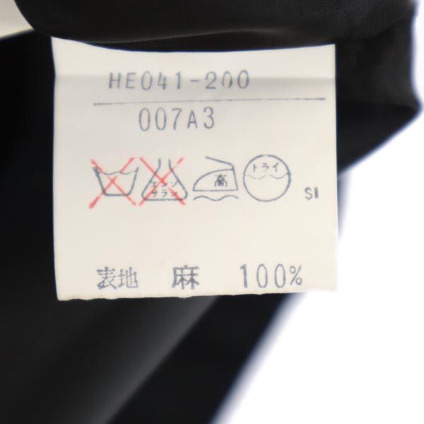 YVES SAINT LAURENT イヴサンローラン ミディ丈 リネン タイトスカート S ブラック系 サイドジップ レディース