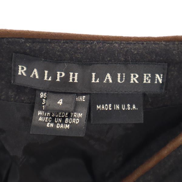 RALPH LAUREN ラルフローレン USA製 ウールブレンド ロング丈 タイトスカート 4 ブラック系 バックジップ レディース