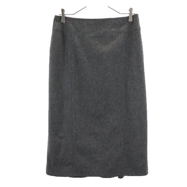 MAX MARA マックスマーラ ウールブレンド ロングスカート 42 グレー系 バックジップ レディース