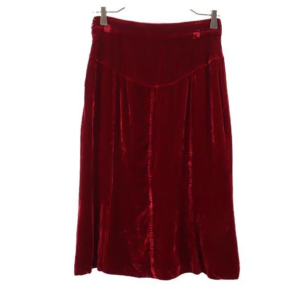 DOLCE&GABBANA ドルチェアンドガッバーナ ミニ丈 ベロア調 スカート 40 レッド系 D&G レディース