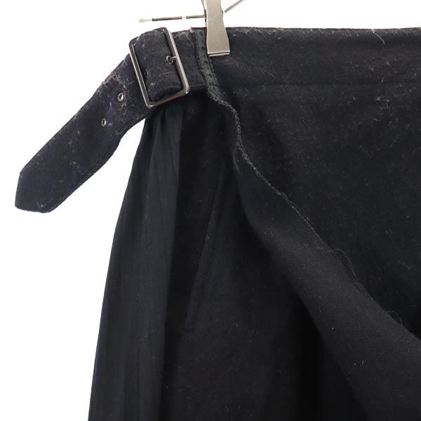 ワイズ タケシコウサカ ロング丈 プリーツ切替 ラップスカート ブラック Y's TAKESHI KOSAKA レディース