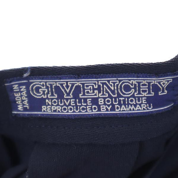 GIVENCHY ジバンシィ 80s 90s オールド 日本製 ウールブレンド ロング丈 プリーツスカート 8 ネイビー系 サイドジップ レディース