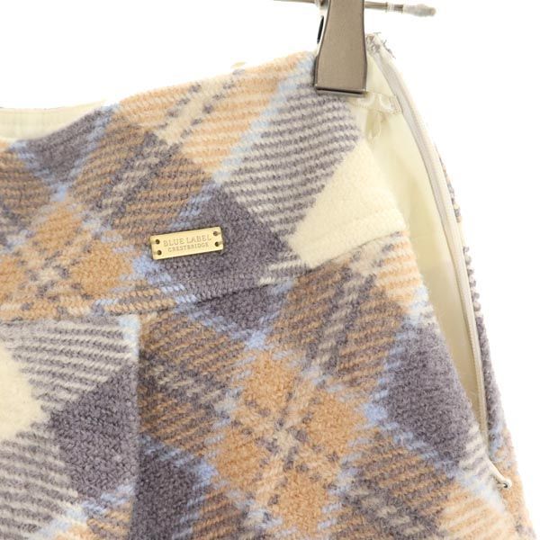 BLUE LABEL CRESTBRIDGE ブルーレーベルクレストブリッジ 三陽商会 ウールブレンド ミニ丈 フレアスカート 36 ベージュ系 レディース