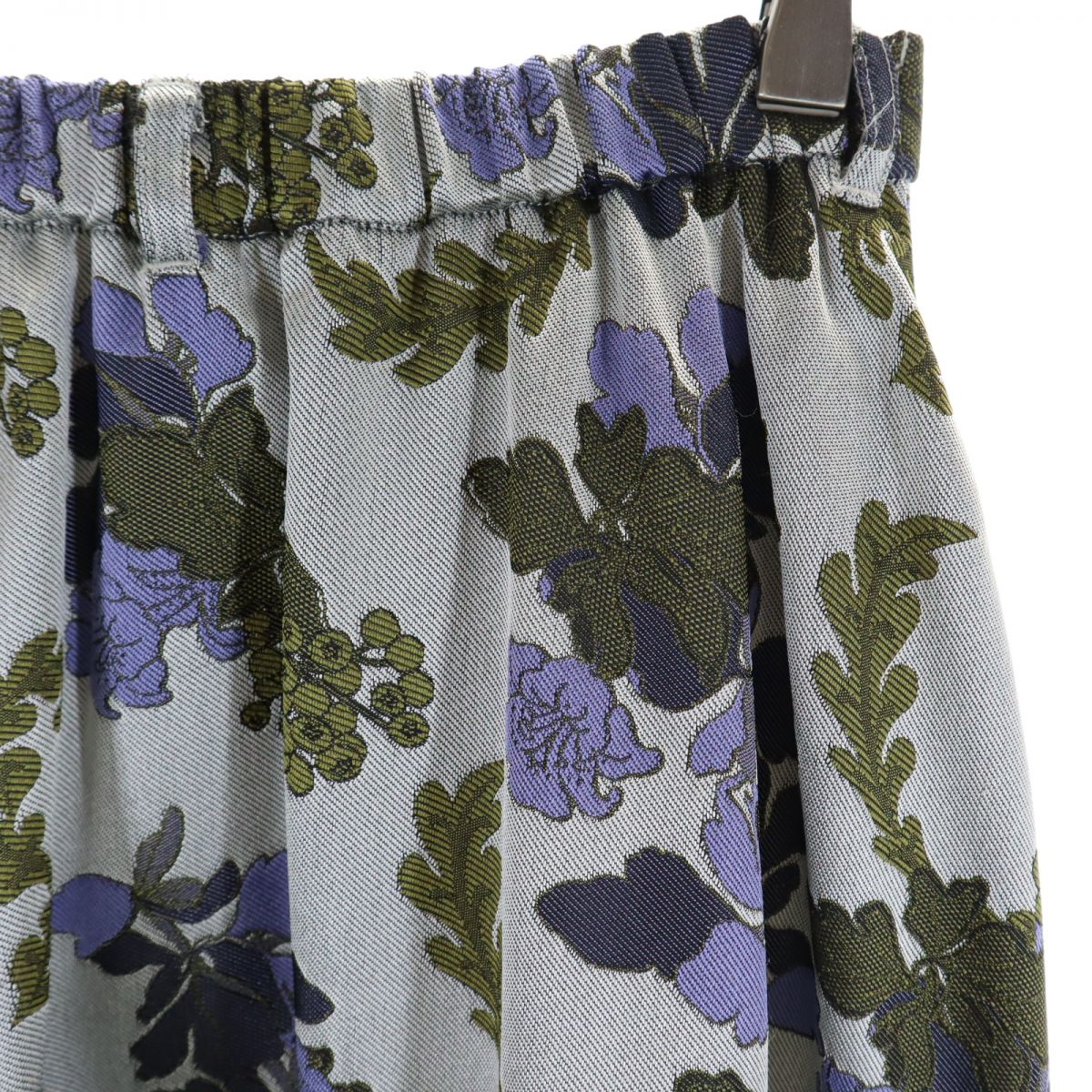 AMERI UNDRESSED アメリ 総柄 ロング丈 フレアスカート S グレー系 サイドジップ レディース