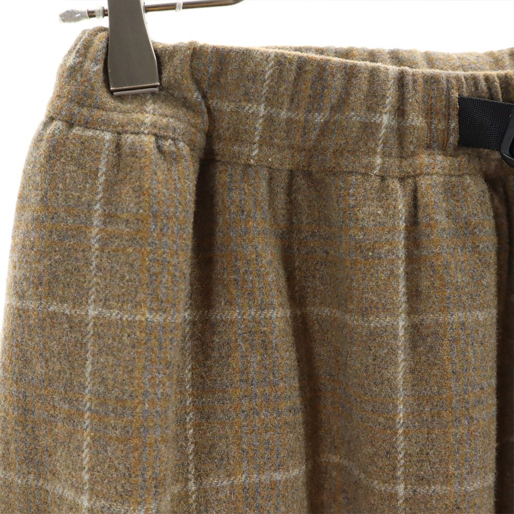 Gramicci グラミチ ウールブレンド チェック柄 ロング丈 スカート S ベージュ系 ウエストゴム レディース