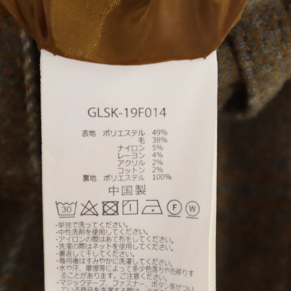 Gramicci グラミチ ウールブレンド チェック柄 ロング丈 スカート S ベージュ系 ウエストゴム レディース