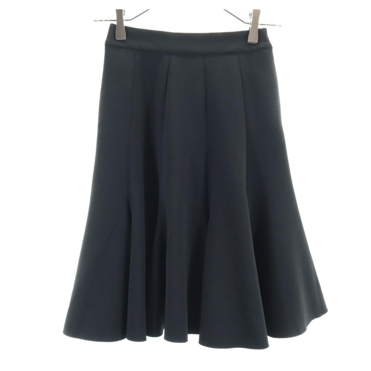 LANVIN ランバン 日本製 ミディ丈 フレアスカート 36 黒 レディース