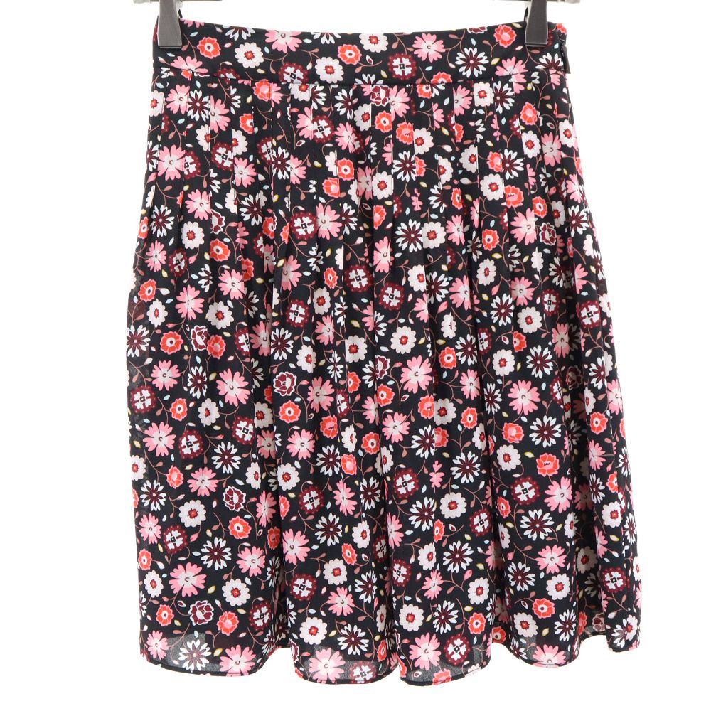 Kate Spade ケイトスペード 花柄 ミニ丈 フレアスカート 0 ブラック NEW YORK レディース