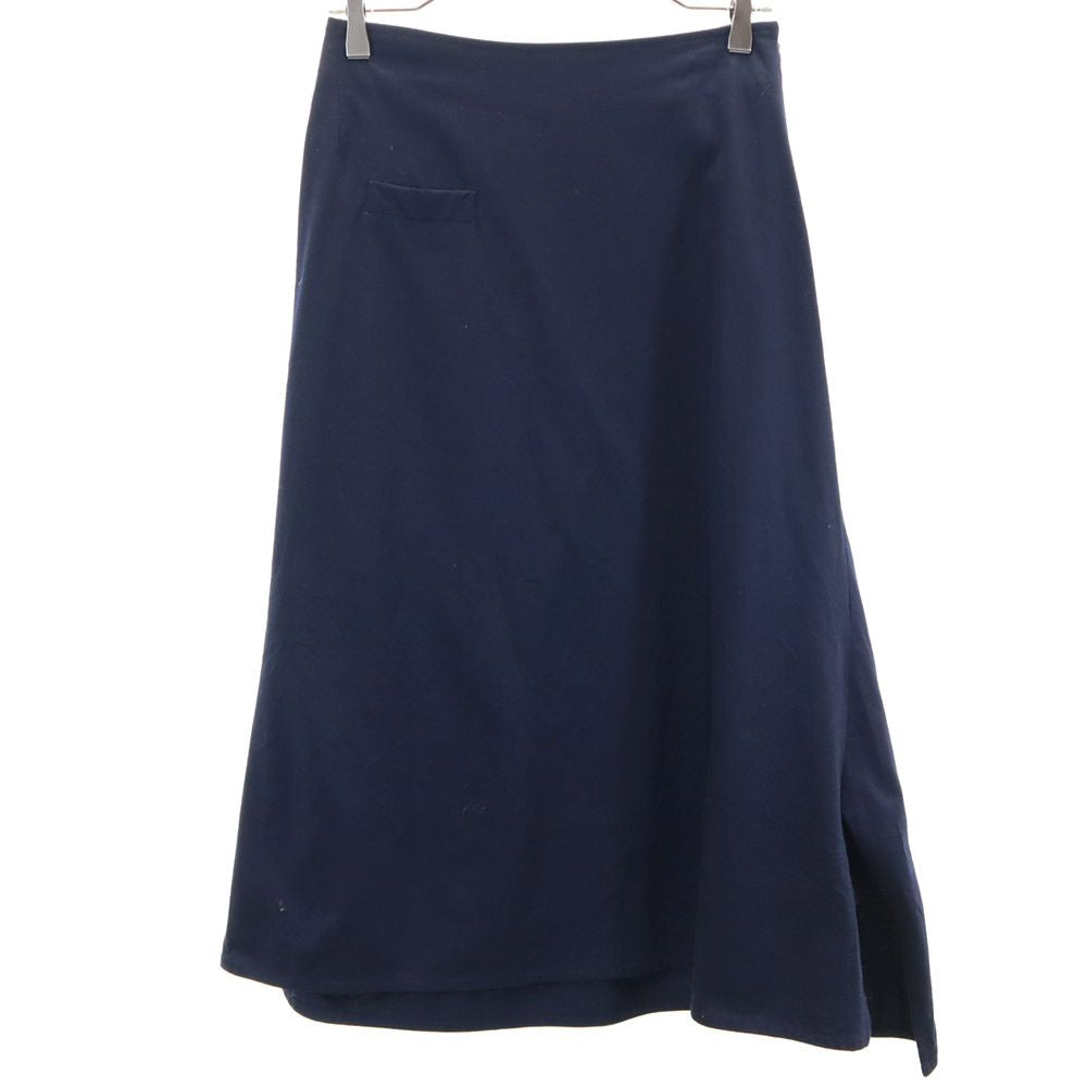 Yohji Yamamoto ヨウジヤマモト 日本製 ロング丈 シワ加工 フレアスカート 1 ネイビー レディース