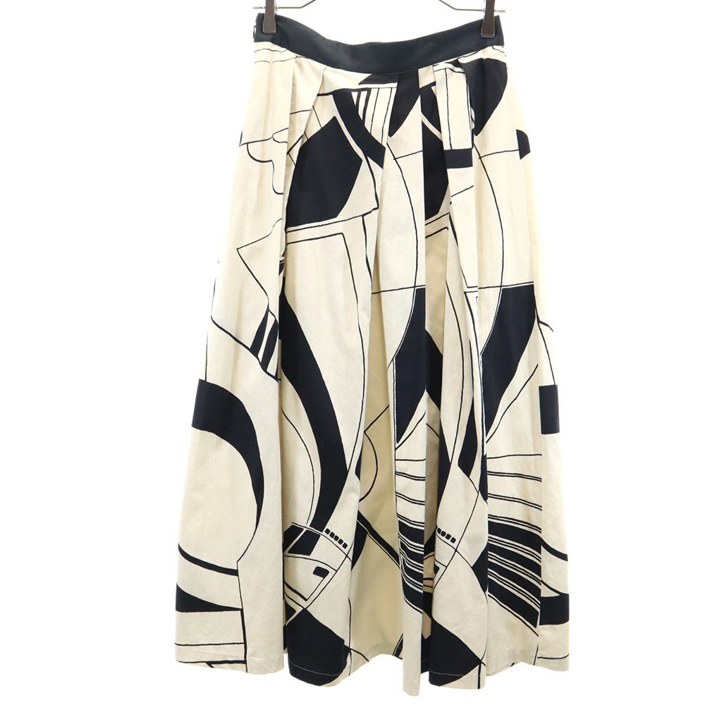 ハウスオブロータス 総柄 ロング丈 フレアスカート ホワイト系 HOUSE OF LOTUS サンプル品 レディース