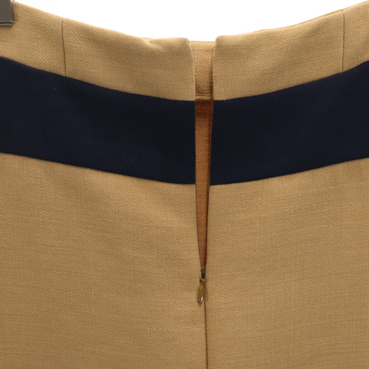 MARNI マルニ 配色 ミディスカート 38 ブラウン系×紺 バックジップ レディース