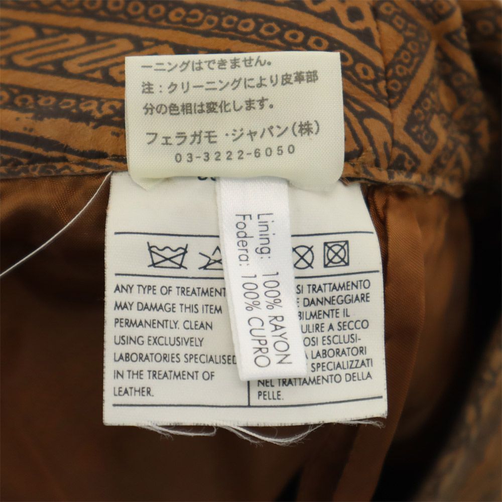 Salvatore Ferragamo サルヴァトーレフェラガモ イタリア製 総柄 ミディ丈 タイトスカート 6 ブラウン系 レディース