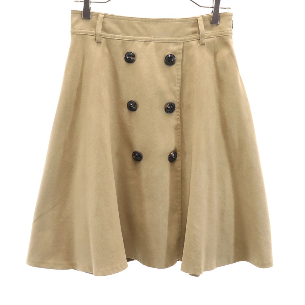 BLUE LABEL CRESTBRIDGE ブルーレーベルクレストブリッジ 三陽商会 ミディ丈 スウェード フレアスカート 38 ベージュ系 レディース