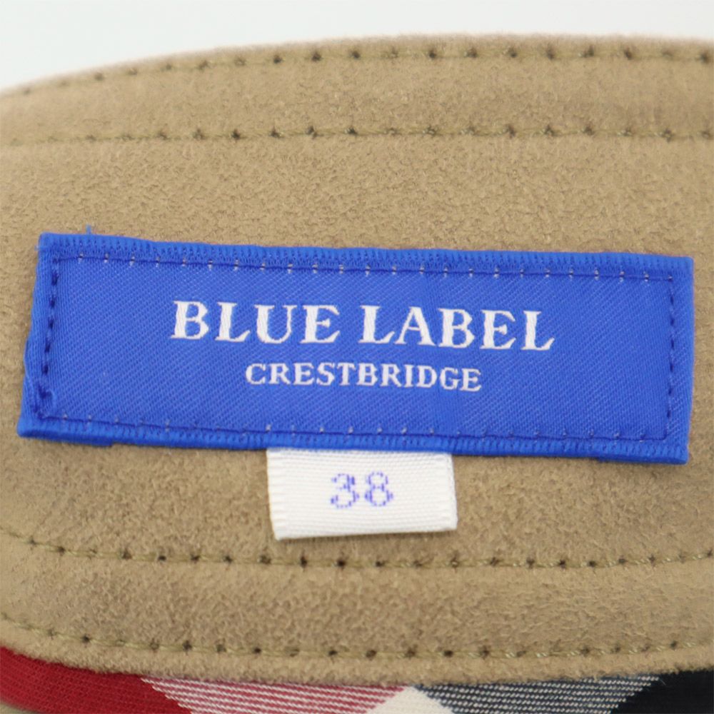 BLUE LABEL CRESTBRIDGE ブルーレーベルクレストブリッジ 三陽商会 ミディ丈 スウェード フレアスカート 38 ベージュ系 レディース