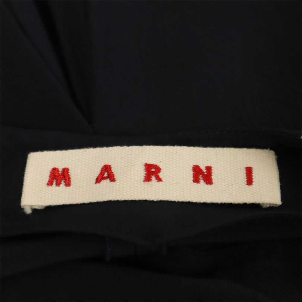 マルニ イタリア製 ミディ丈 フレアスカート 38 ネイビー MARNI レディース