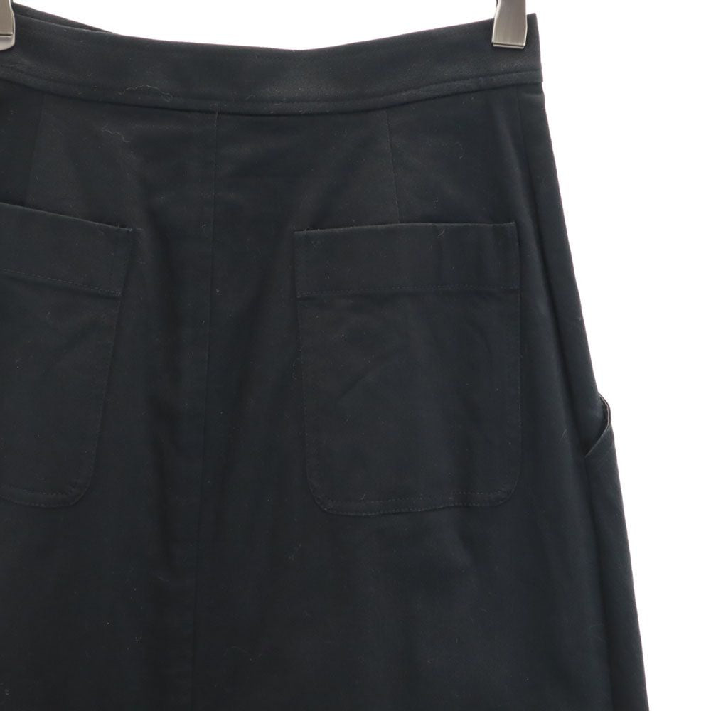 JIL SANDER ジルサンダー イタリア製 ミモレ丈 ストレッチ スカート 32 ブラック NAVY レディース