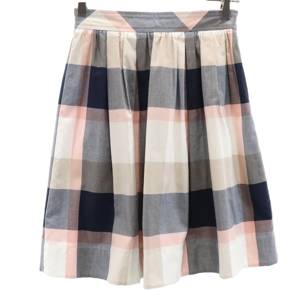 BLUE LABEL CRESTBRIDGE ブルーレーベルクレストブリッジ 日本製 チェック柄 ミニ丈 ギャザースカート 36 ピンク系 レディース