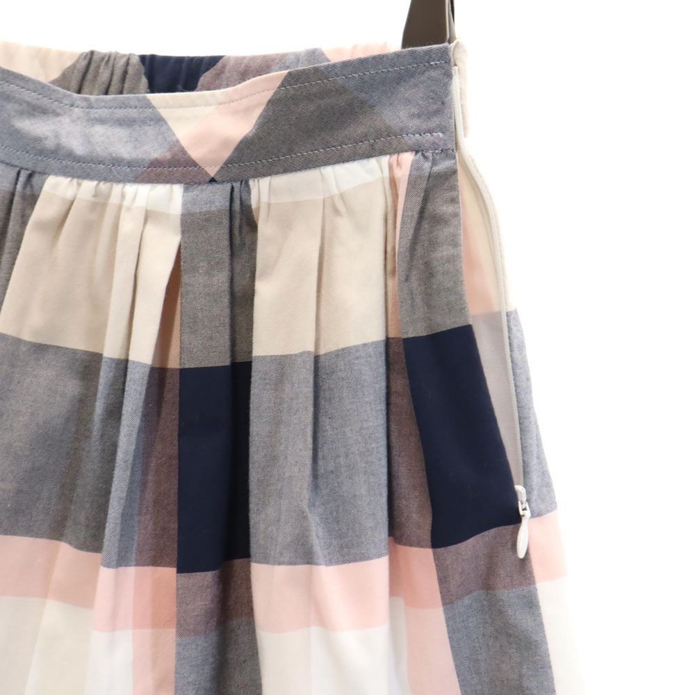 BLUE LABEL CRESTBRIDGE ブルーレーベルクレストブリッジ 日本製 チェック柄 ミニ丈 ギャザースカート 36 ピンク系 レディース