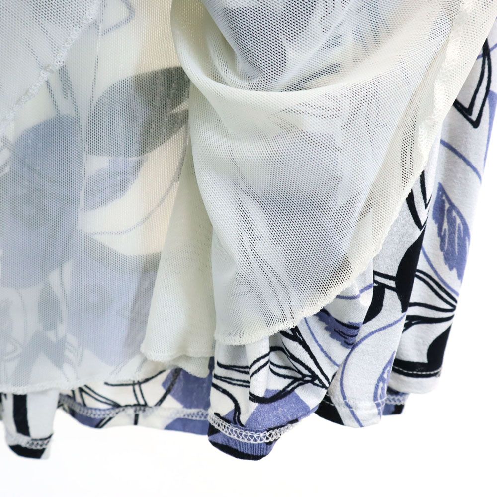 MAX MARA マックスマーラ イタリア製 総柄 ミディ丈 ギャザースカート S ホワイト系 STUDIO ウエストゴム レディース