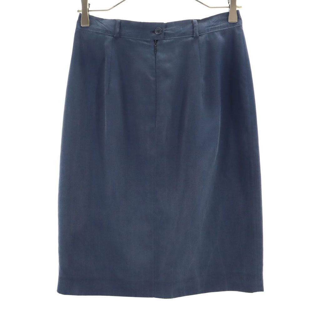 Emporio Armani エンポリオアルマーニ イタリア製 シルク100％ ミディ丈 スカート 42 ネイビー レディース