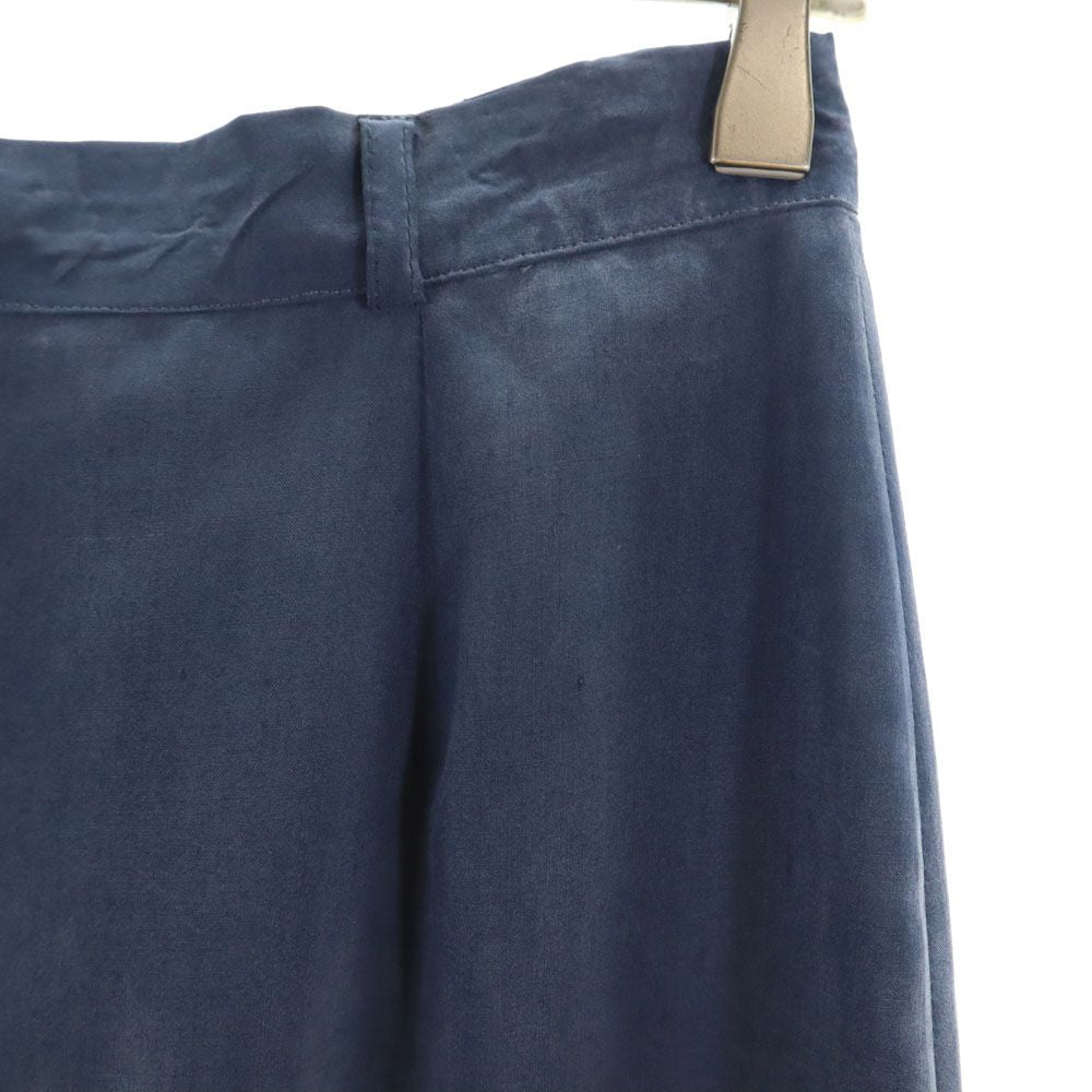 Emporio Armani エンポリオアルマーニ イタリア製 シルク100％ ミディ丈 スカート 42 ネイビー レディース