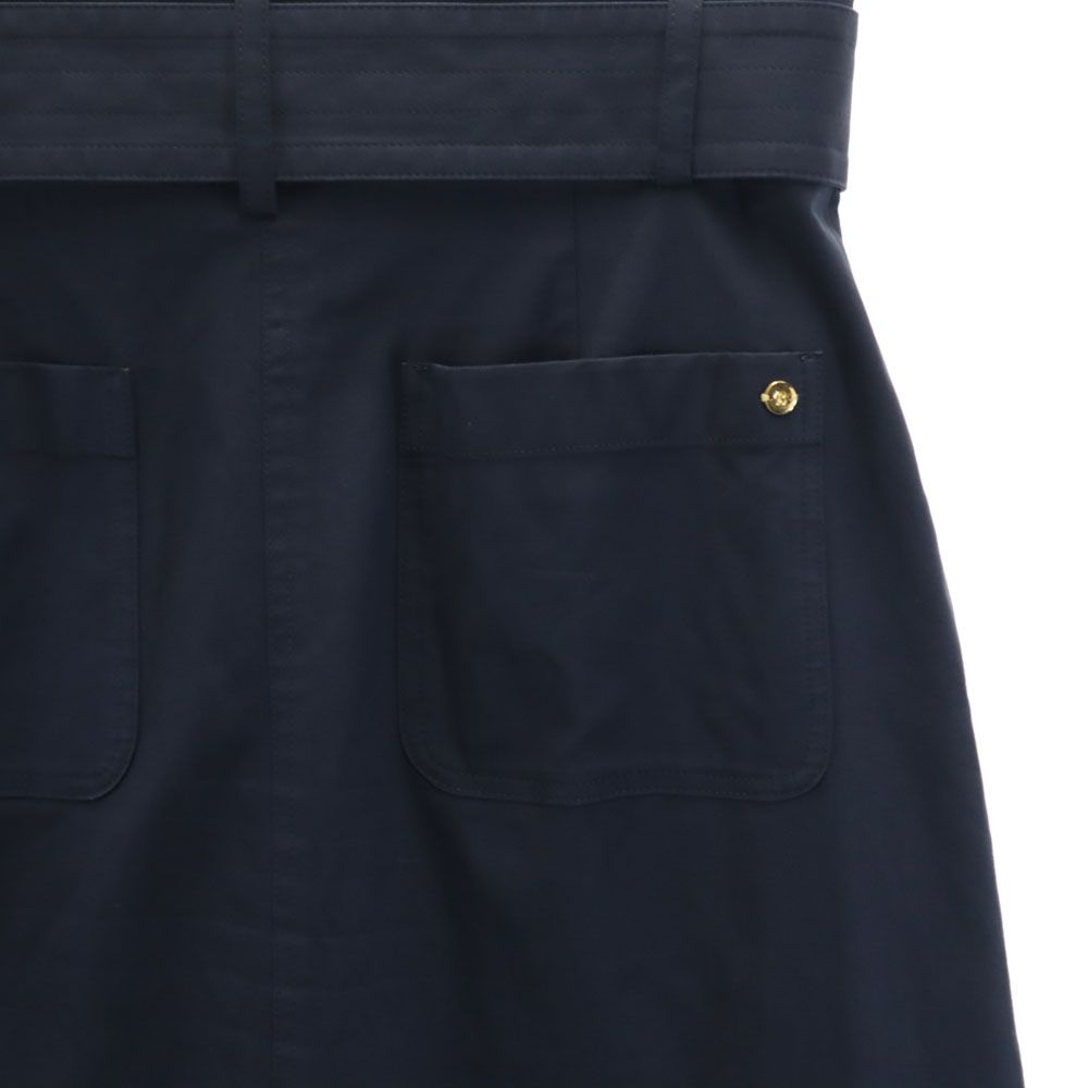 BURBERRY BLUE LABEL CRESTBRIDGE バーバリーブルーレーベルクレストブリッジ 三陽商会 ミモレ丈 スカート 38 ネイビー サイドジップ ベルト付き レディース