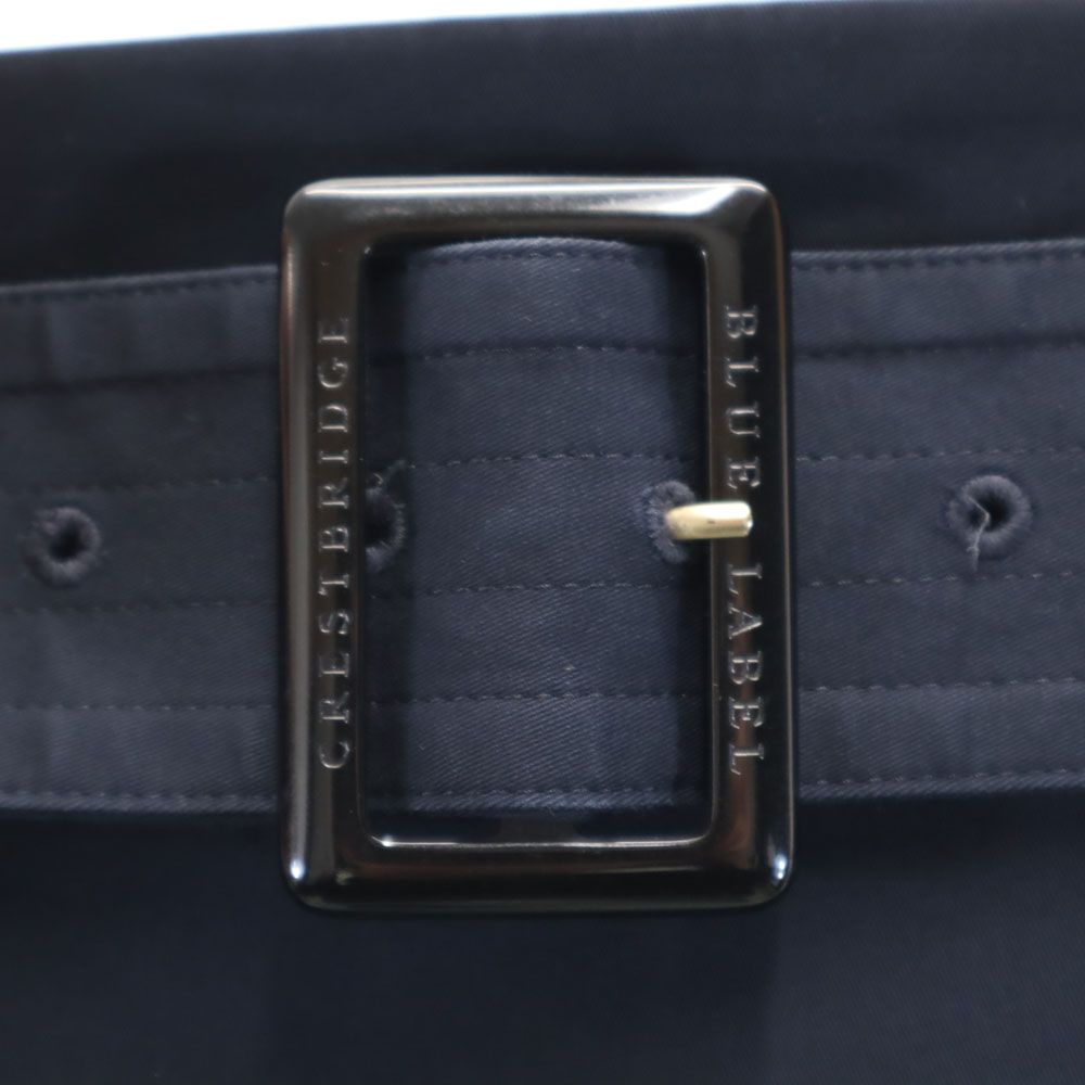 BURBERRY BLUE LABEL CRESTBRIDGE バーバリーブルーレーベルクレストブリッジ 三陽商会 ミモレ丈 スカート 38 ネイビー サイドジップ ベルト付き レディース