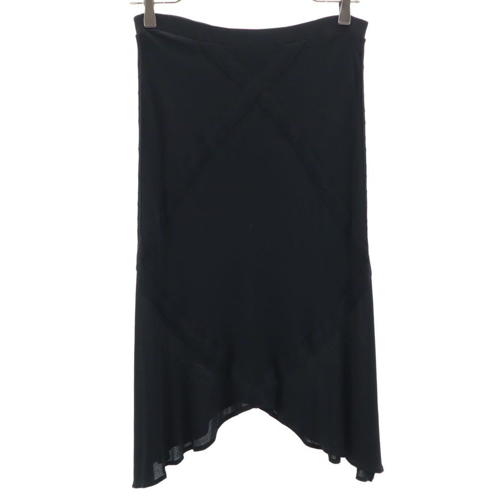 イヴサンローラン イタリア製 ミディ丈 デザイン スカート M ブラック YVES SAINT LAURENT レディース