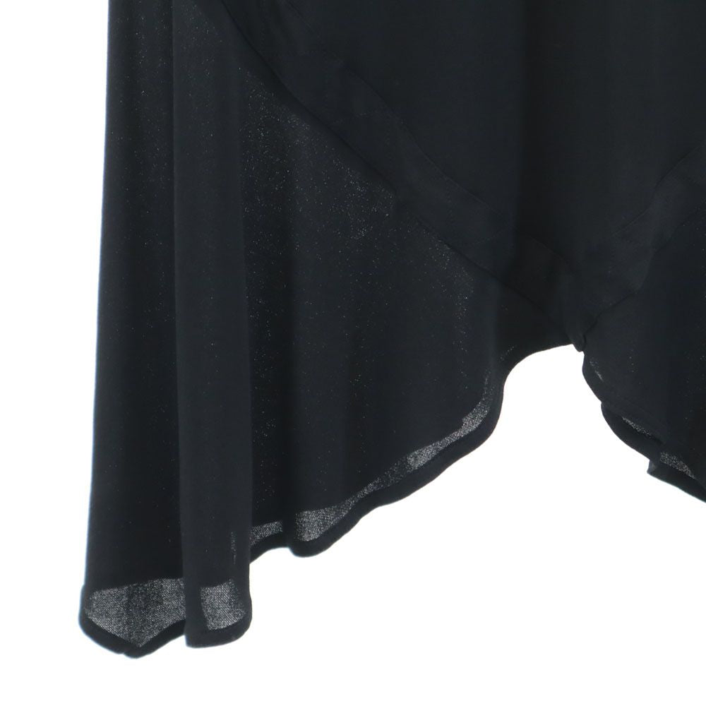 イヴサンローラン イタリア製 ミディ丈 デザイン スカート M ブラック YVES SAINT LAURENT レディース