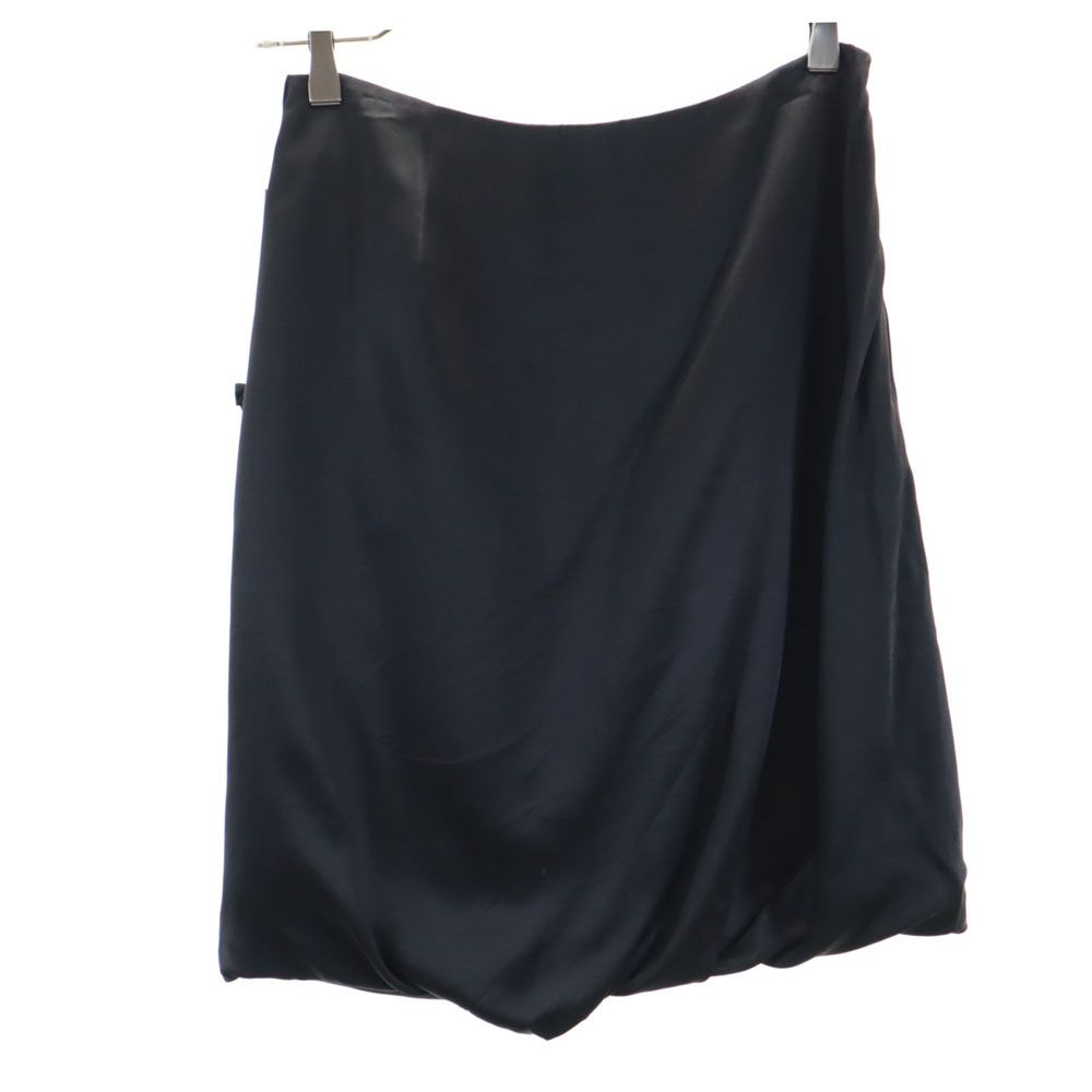 BOSS HUGO BOSS ボスヒューゴボス ミディ丈 フリル付き シルク スカート US 2 ブラック レディース