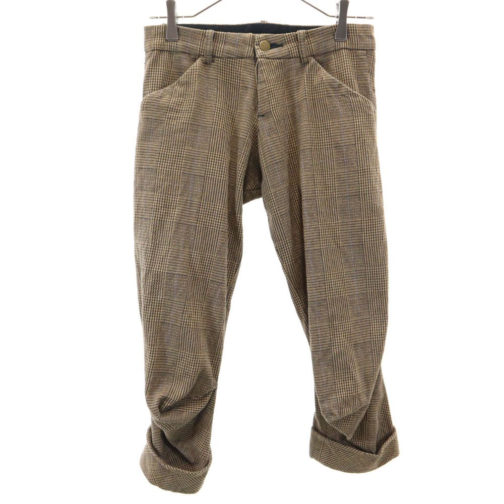 ネメス チェック柄 クロップドパンツ S ブラウン系 NEMETH ボタンフライ メンズ