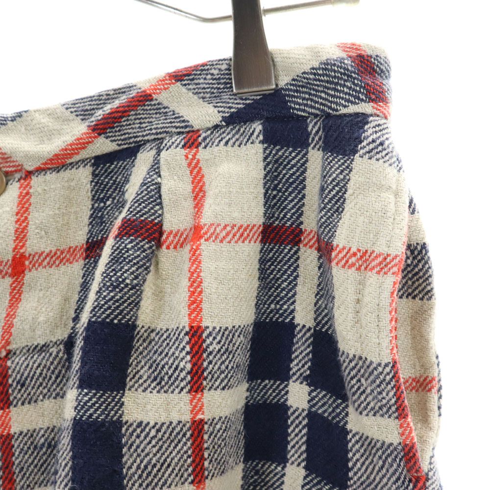 YAECA ヤエカ 日本製 リネン チェック柄 ショートパンツ M ブラウン系 レディース