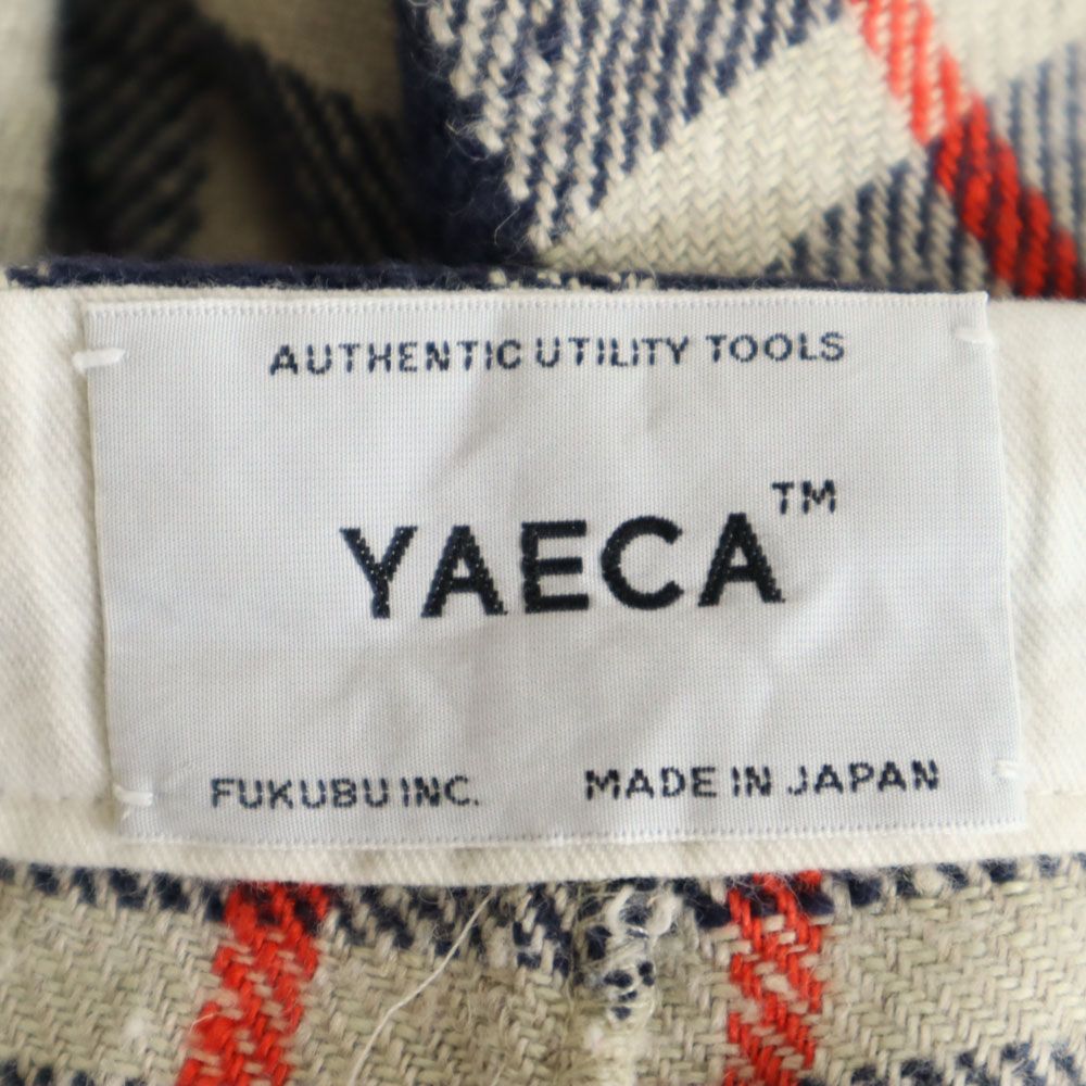 YAECA ヤエカ 日本製 リネン チェック柄 ショートパンツ M ブラウン系 レディース