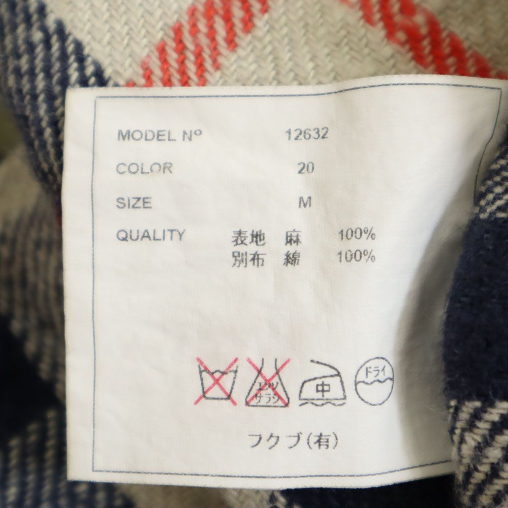 YAECA ヤエカ 日本製 リネン チェック柄 ショートパンツ M ブラウン系 レディース