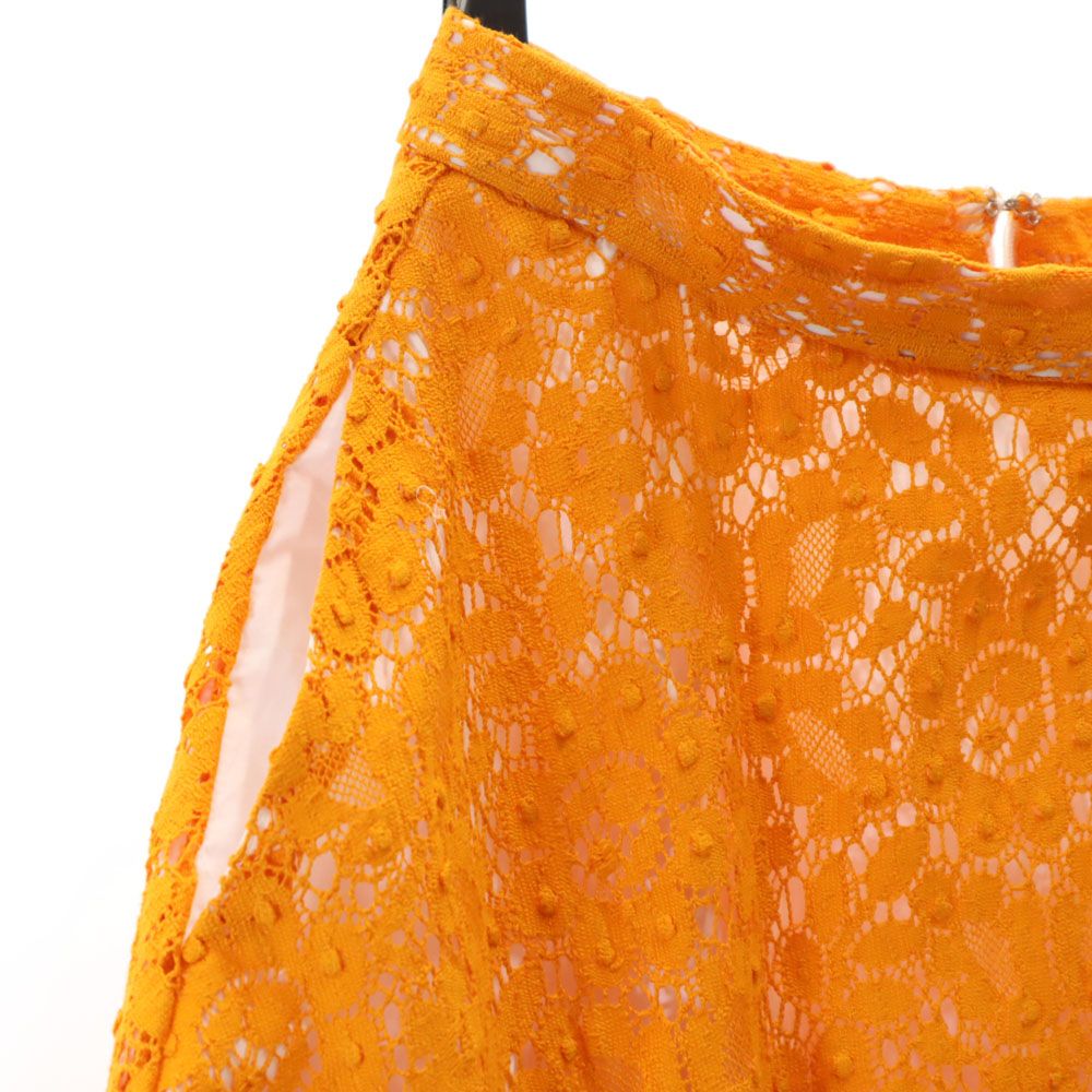 MSGM エムエスジーエム イタリア製 ミディ丈 レース スカート 42 オレンジ バックジップ レディース
