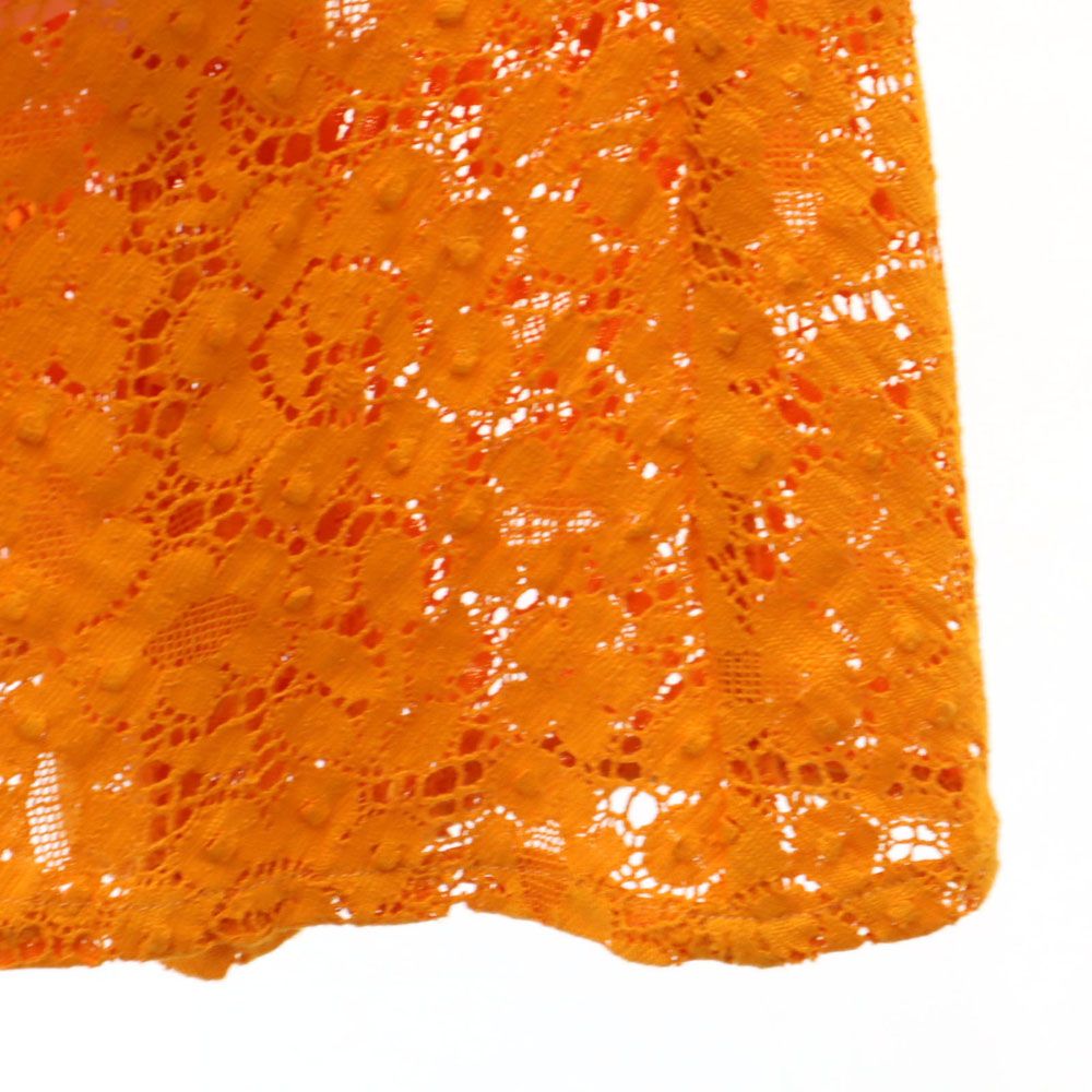 MSGM エムエスジーエム イタリア製 ミディ丈 レース スカート 42 オレンジ バックジップ レディース