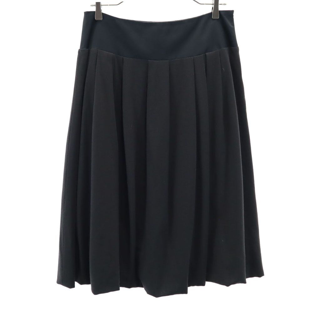 MAX MARA マックスマーラ イタリア製 ウールブレンド ミモレ丈 プリーツスカート 44 グレー サイドジップ レディース