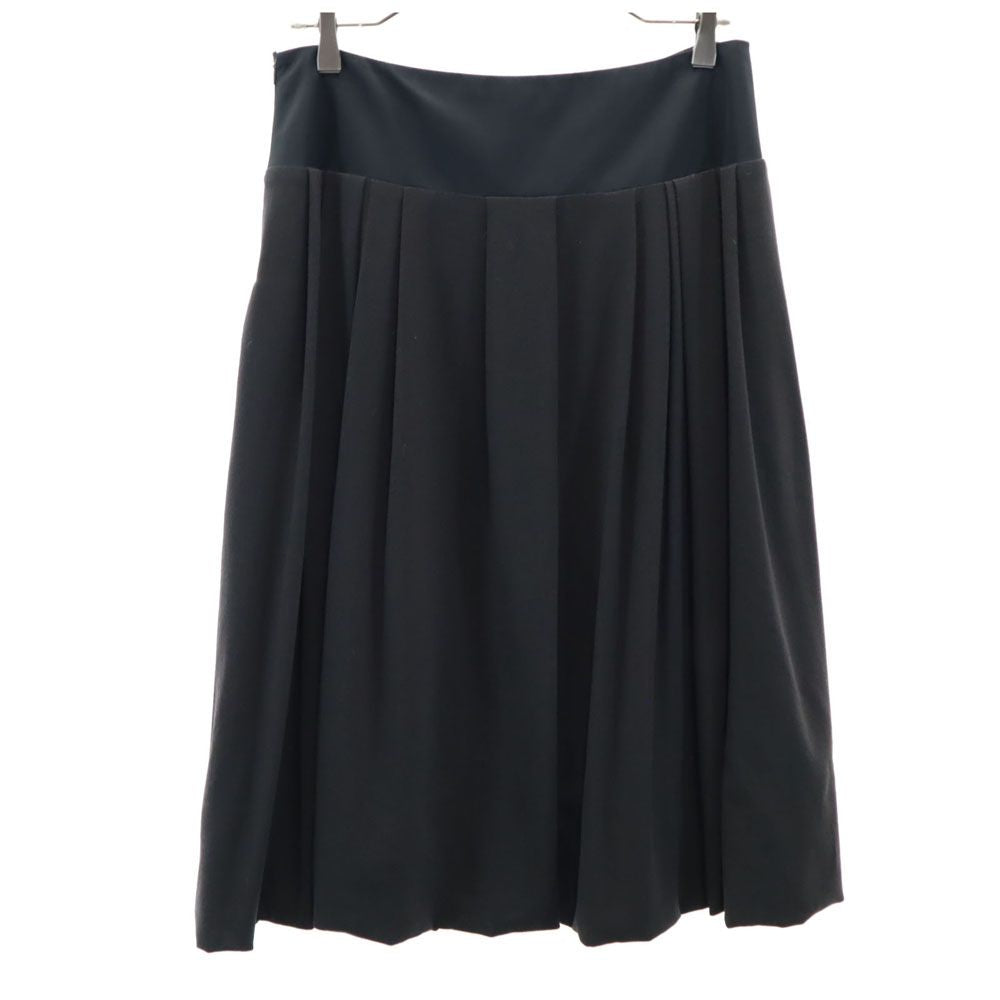 MAX MARA マックスマーラ イタリア製 ウールブレンド ミモレ丈 プリーツスカート 44 グレー サイドジップ レディース