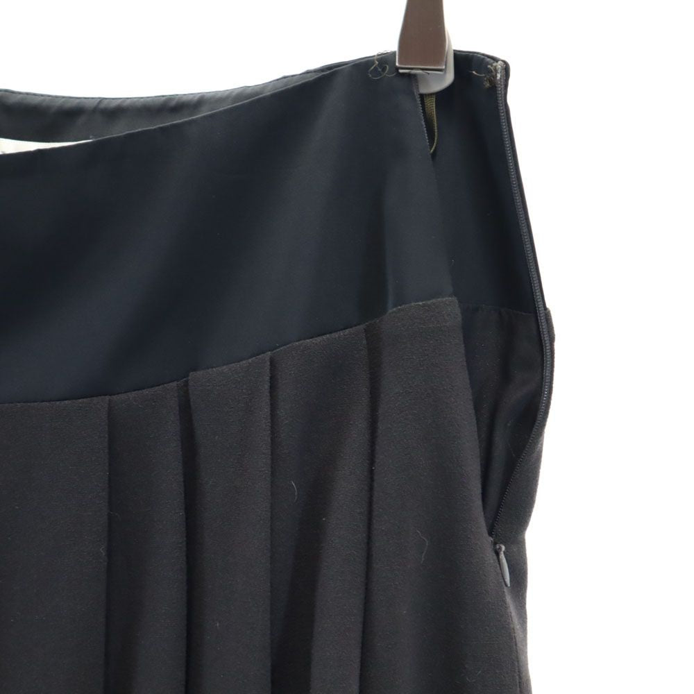 MAX MARA マックスマーラ イタリア製 ウールブレンド ミモレ丈 プリーツスカート 44 グレー サイドジップ レディース