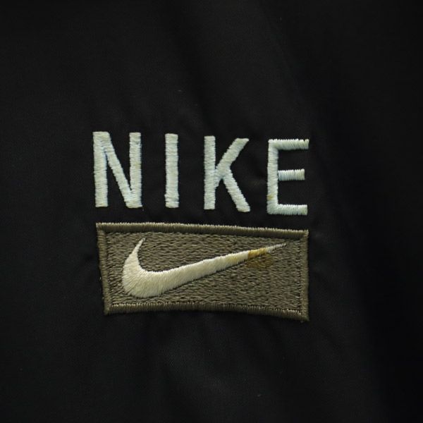 NIKE ナイキ 90s 白タグ ワンポイント刺繍 ナイロン コーチジャケット M ブラック レディース