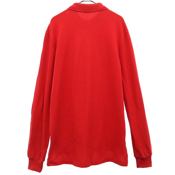 POLO RALPH LAUREN ポロラルフローレン ポロベアー刺繍 長袖 ポロシャツ M レッド 鹿の子地 メンズ