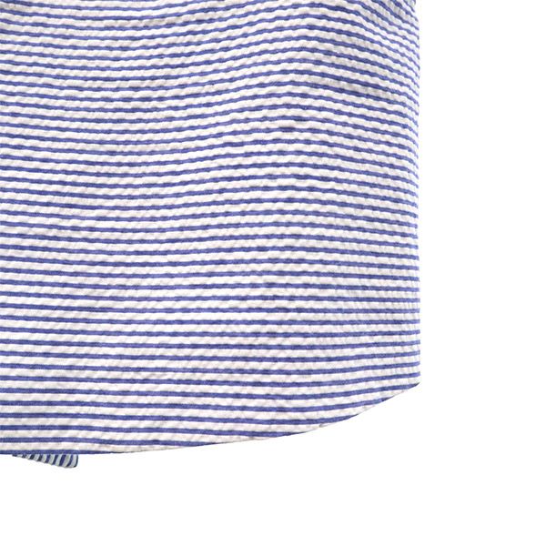 ARMANI EXCHANGE アルマーニエクスチェンジ ストライプ シアサッカー ノーカラージャケット 4 ブルー×ホワイト レディース