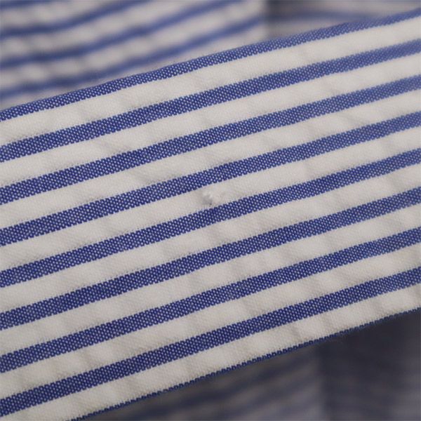 ARMANI EXCHANGE アルマーニエクスチェンジ ストライプ シアサッカー ノーカラージャケット 4 ブルー×ホワイト レディース